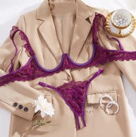 Women's lace transparent sexy lingerie two piece set, resort wear Grwm underwater transparent lace open chest lingerie set